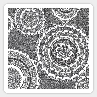 Black and White Henna Mandala Flowers Sticker